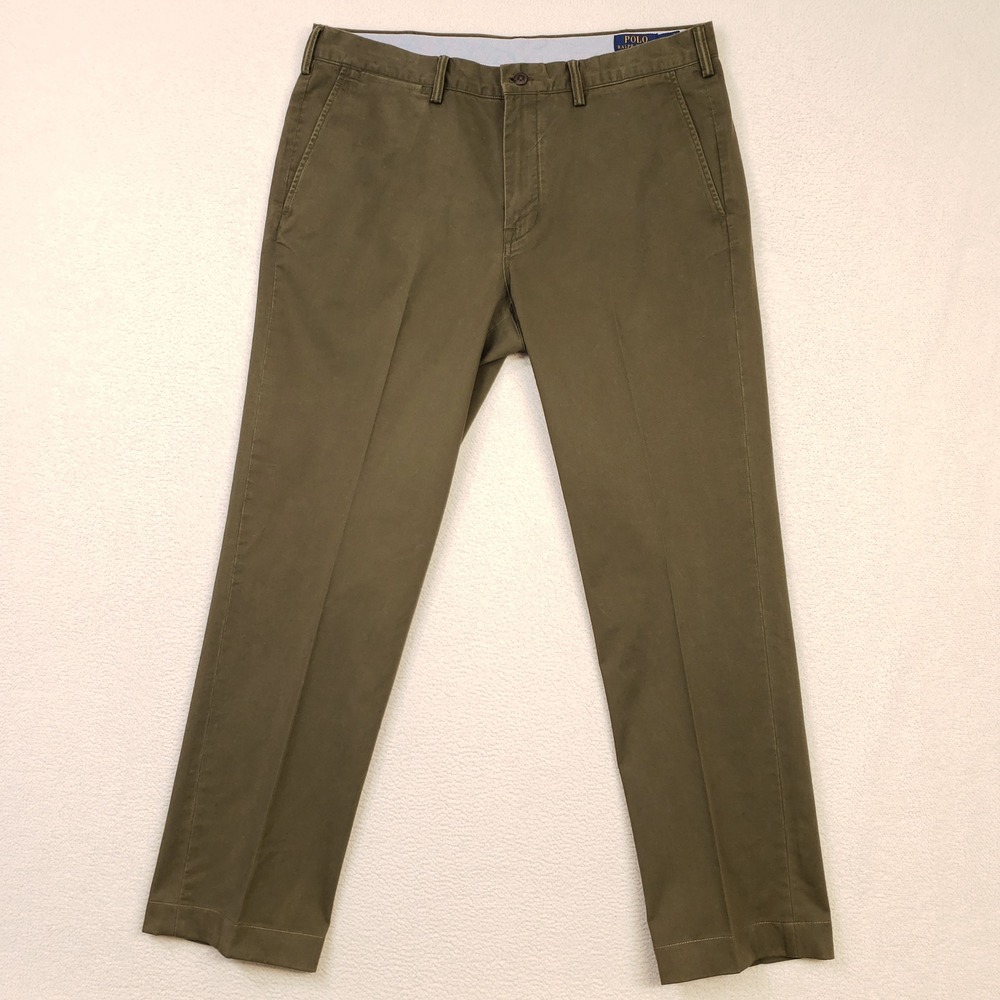 Polo Ralph Lauren Chinos Mens 36x31 Olive Green Stretch Straight Fit Twill Pants